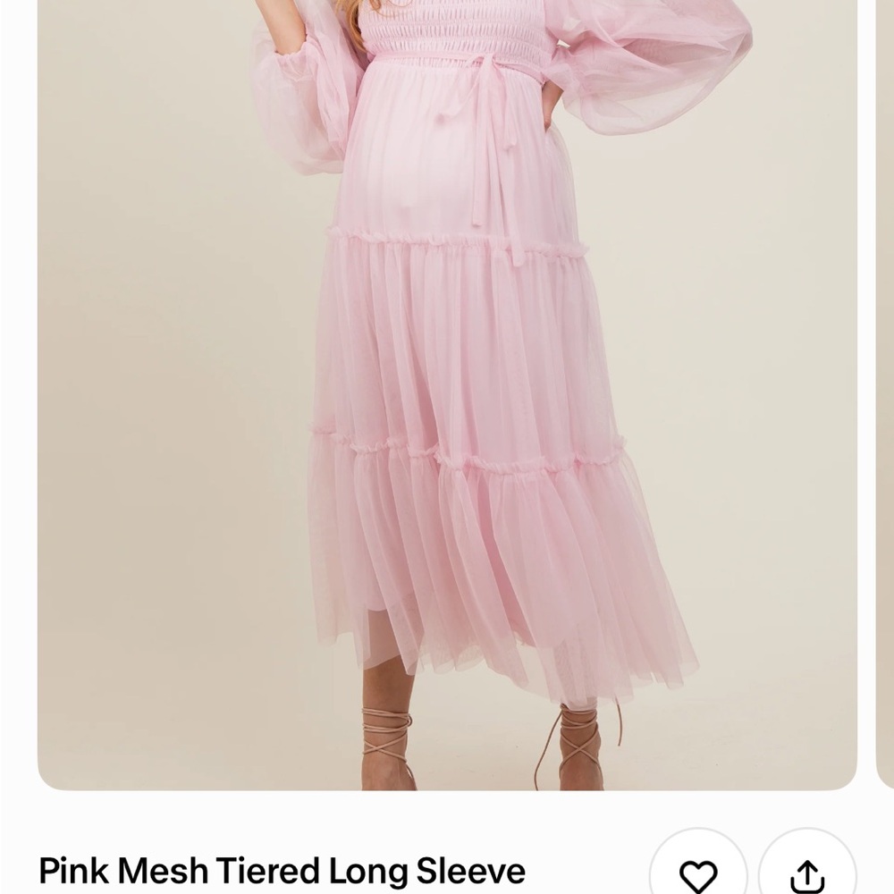 Pinkblush Pink Mesh Tiered Midi Dress